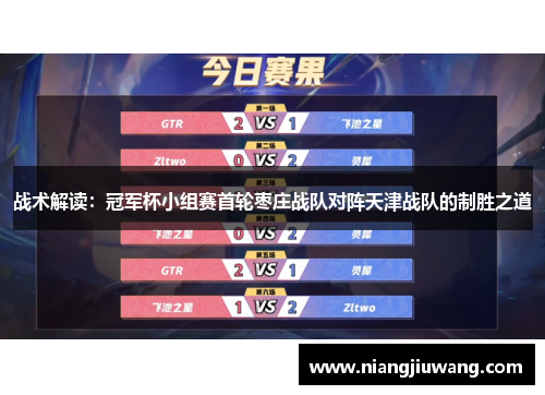 战术解读：冠军杯小组赛首轮枣庄战队对阵天津战队的制胜之道